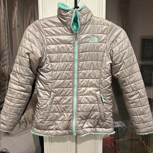 The North Face Kids' Silver and Mint Puffer Jacket